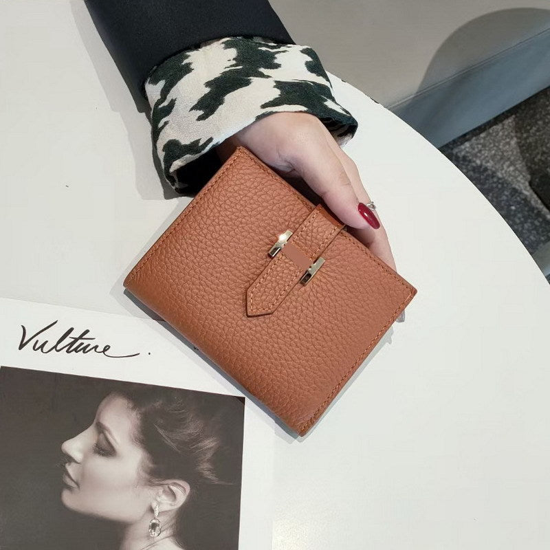 Women's Quality Double Folding Zipper Top Layer Handbags