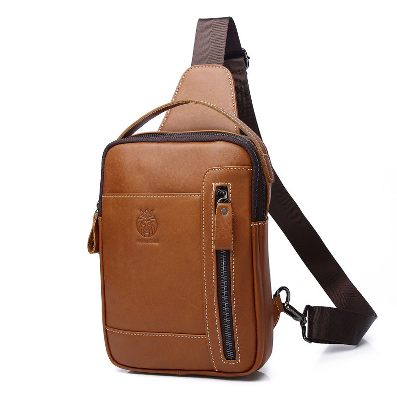 Men's First Layer Cowhide Genuine Leather One Men's Chest Bags