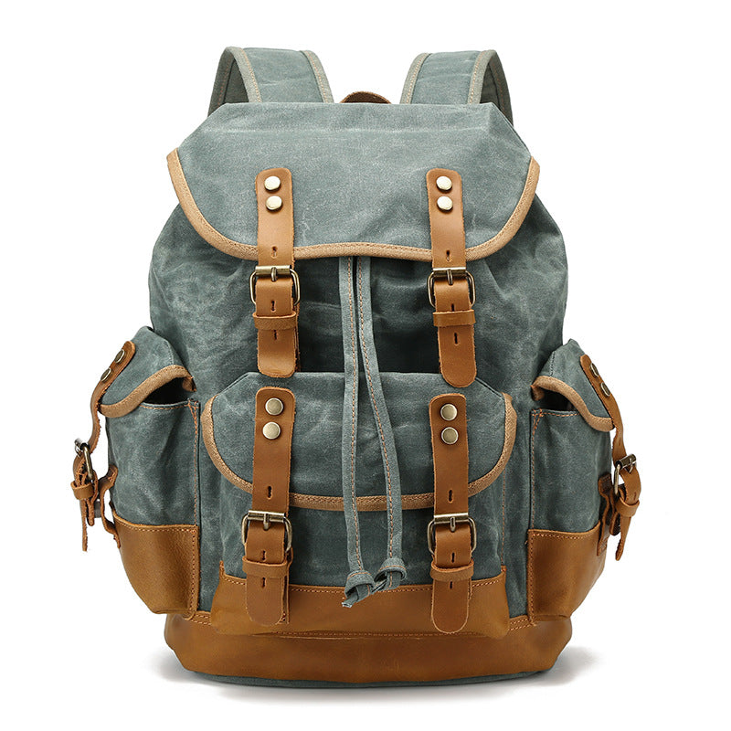 Retro Waterproof Oil Wax Canvas Large Backpacks