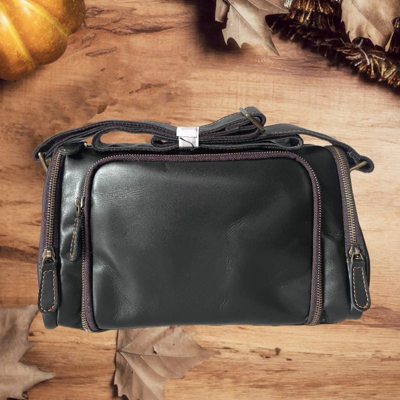 Men's Vintage Genuine Leather Versatile Portable Crazy Men's Messenger Bags