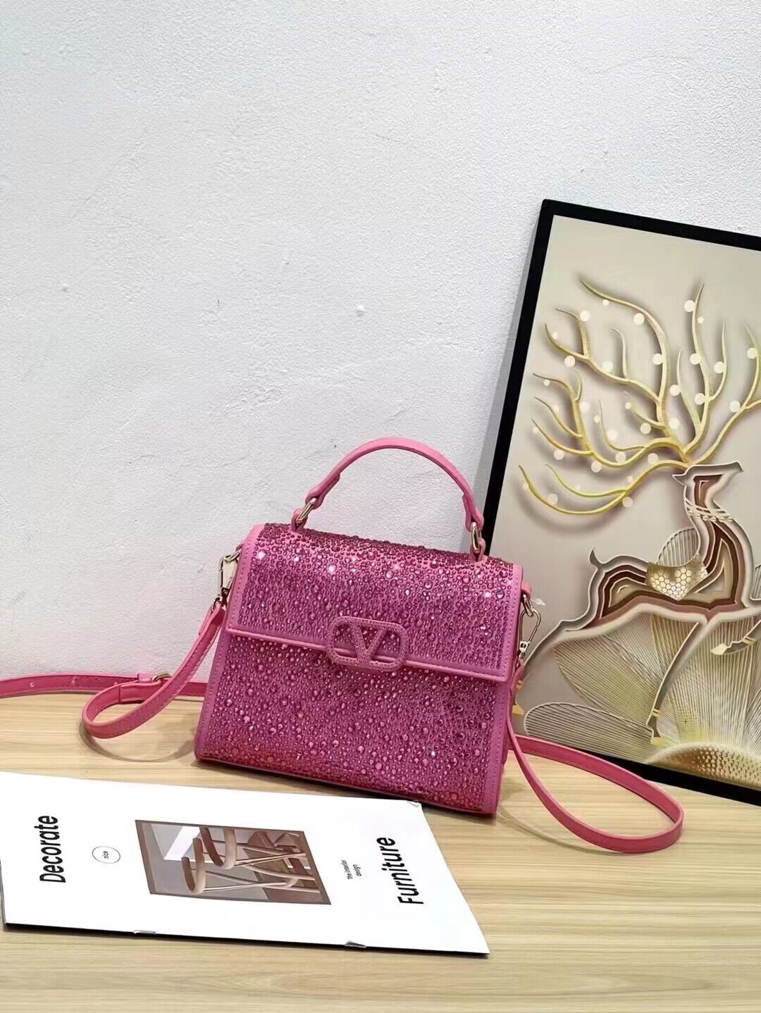 Women's Mini Diamond Rhinestone Flip Retro Chain Handbags