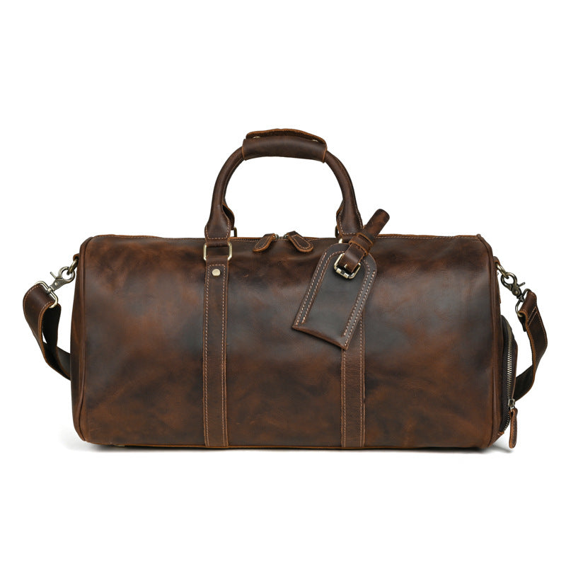 Men's Crazy Horse Leather Traveling Genuine Large Travel Bags