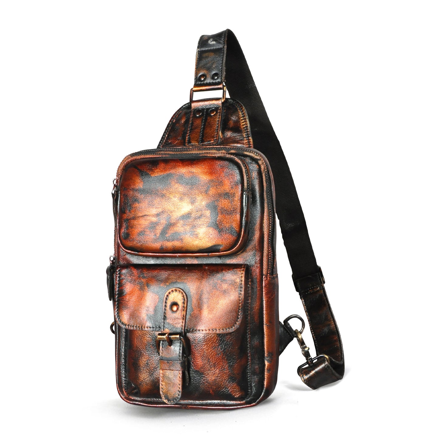 Men's Layer Crazy Horse Skin Cowhide Leather Retro Men's Chest Bags