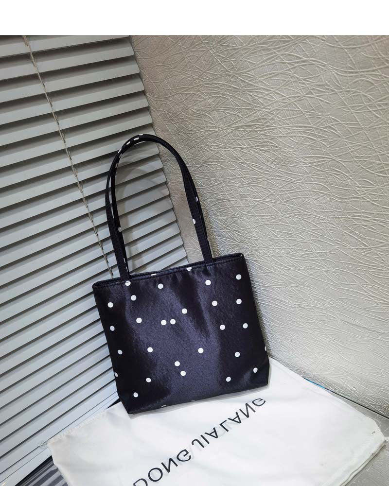 Women's Niche Retro High-grade Satin Polka Dot Tote Bags