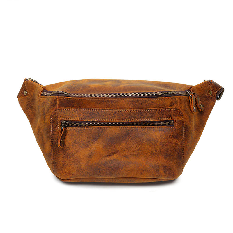 Men's Vintage Crazy Horse Leather Mobile Men's Chest Bags
