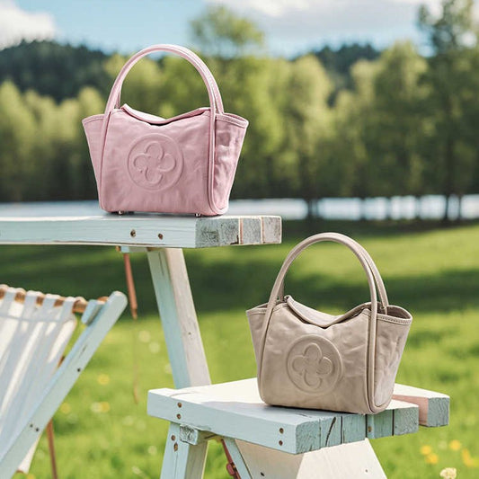Layer Cowhide Pleated Female Pink Portable Crossbody Bags