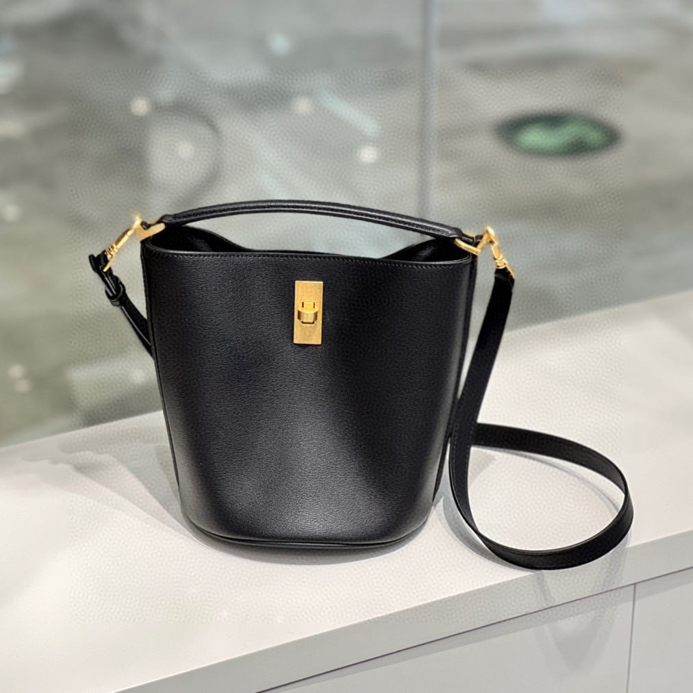 Arc Leather First Layer Cowhide Large Bucket Bags