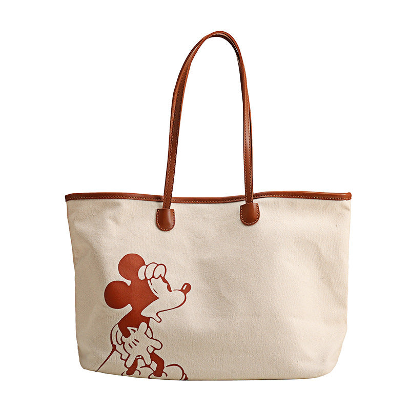 Women's Graceful Disney Mickey Design Canvas Shoulder Bags