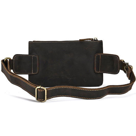 Men's Leather Retro Crazy Horse Mobile Men's Chest Bags