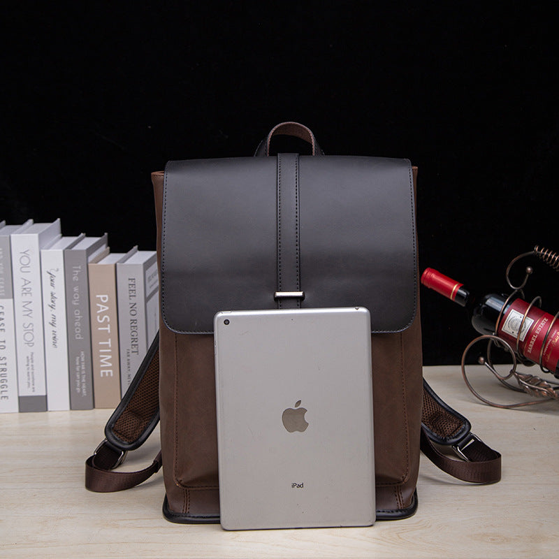 Men's Korean Style Leather Fashion Trendy Retro Backpacks