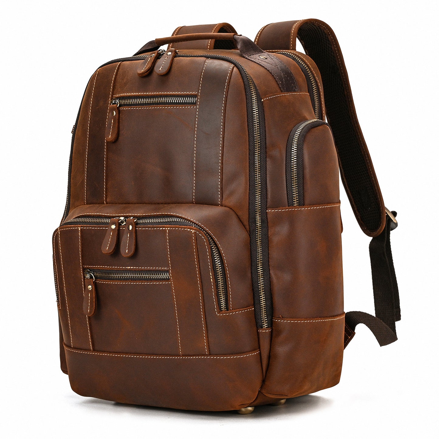 Men's Crazy Horse Leather Top Layer Cowhide Backpacks