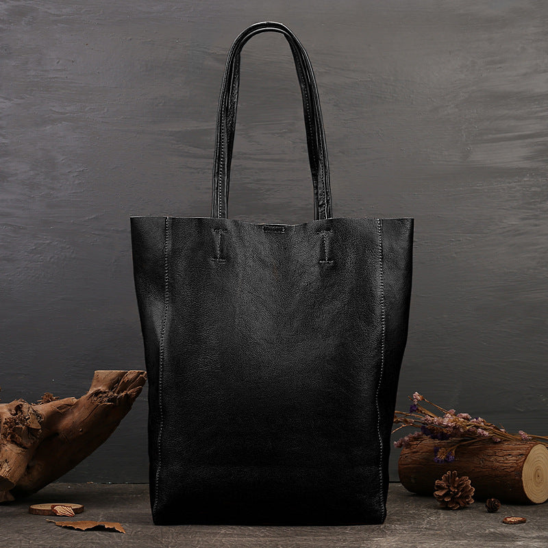 Women's Retro Leather Large Capacity Fashion Simple Tote Bags