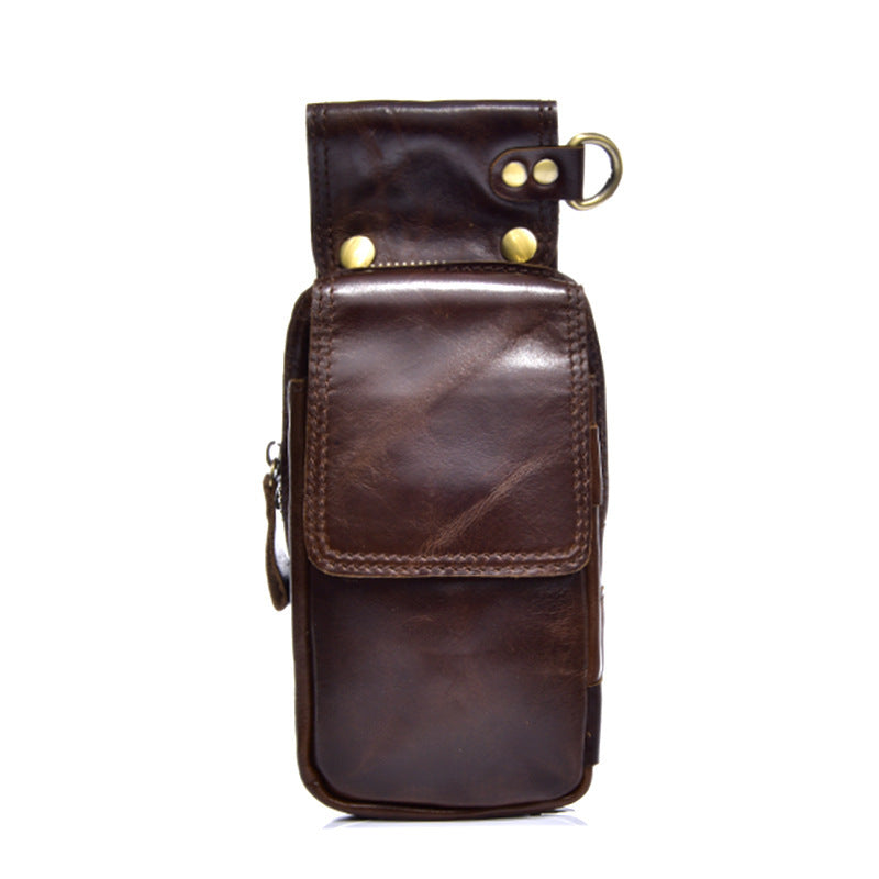 Men's Trendy First Layer Cowhide Crazy Horse Mobile Men's Waist Packs