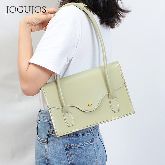 Women's High-grade Genuine Leather Italian Simple Underarm Handbags