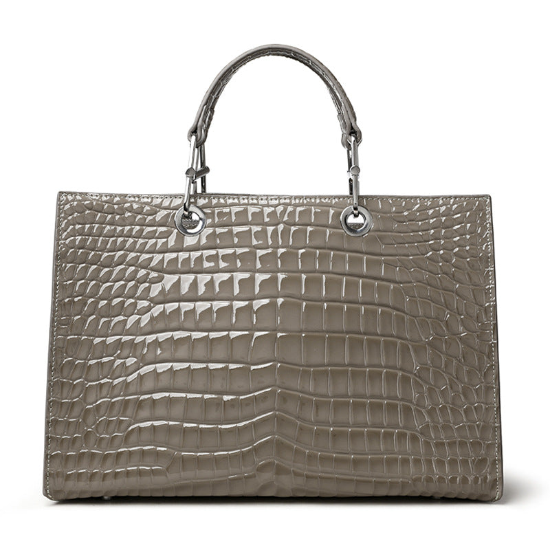 Women's Cowhide Large Capacity Advanced Crocodile Pattern Handbags