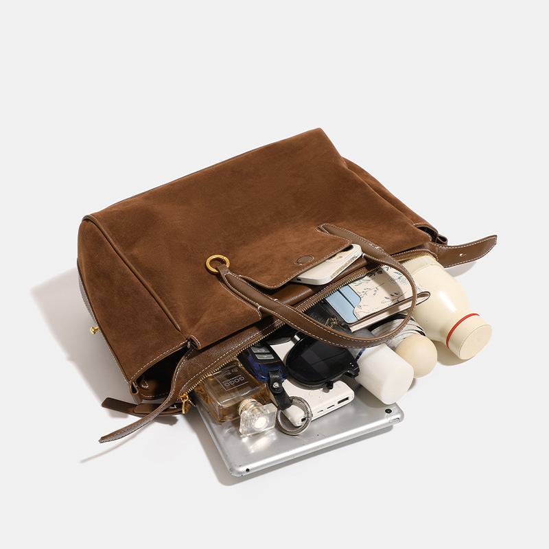 Women's Walking Vintage Suede Large Capacity Portable Tote Bags