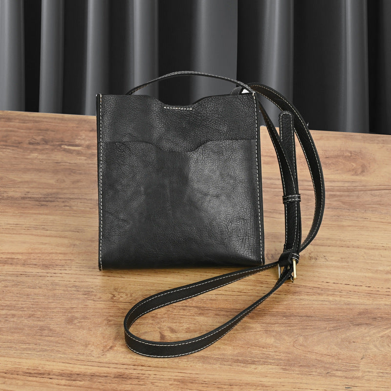 Women's Genuine Leather Handmade Mori Style Vegetable Tanned Crossbody Bags