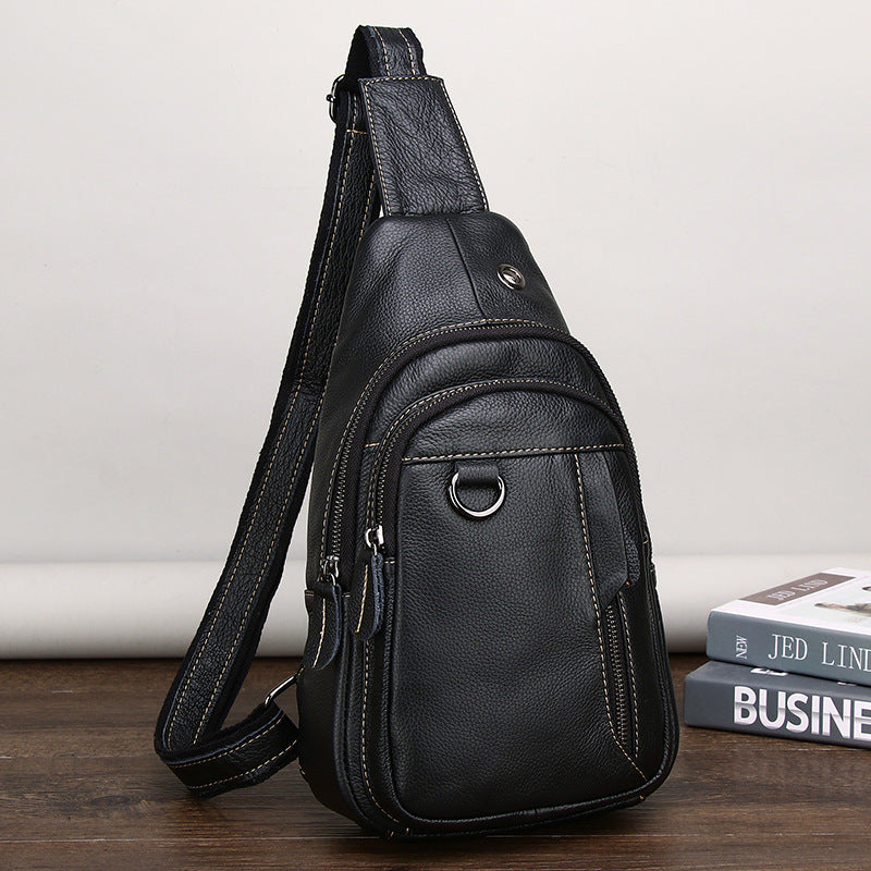 Men's Leather Urban Simple First Layer Cowhide Men's Chest Bags