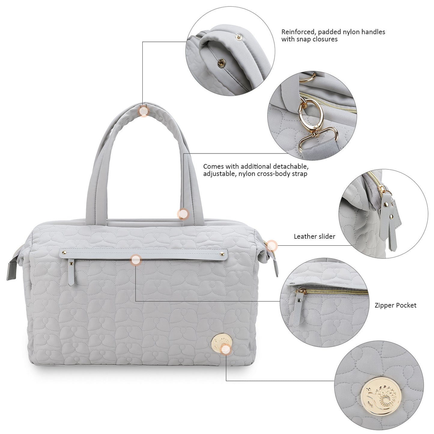 Mummy Quilted Embroidery Pattern Large Capacity Bags