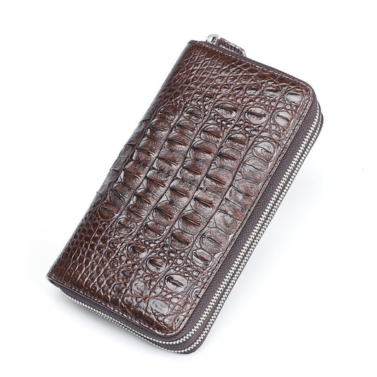 Men's Zipper Clutch Siamese Crocodile Fish Skin Men's Handbags