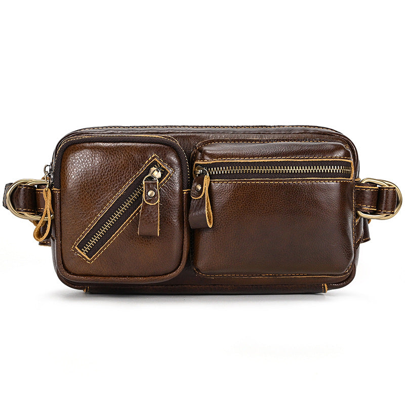 Men's Leather Retro Crazy Horse Mobile Men's Chest Bags