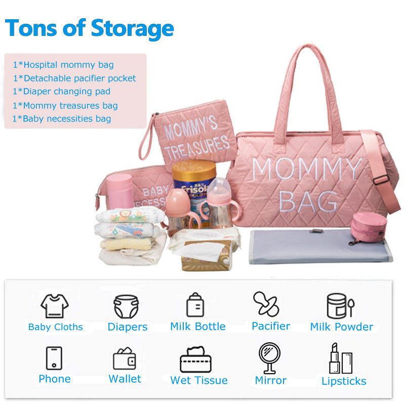 Rhombus Embroidered Mummy Waterproof Large Capacity Bags