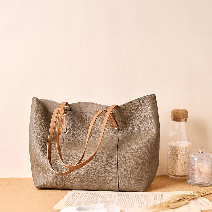 Large Capacity Top Layer Cowhide Big Bucket Bags