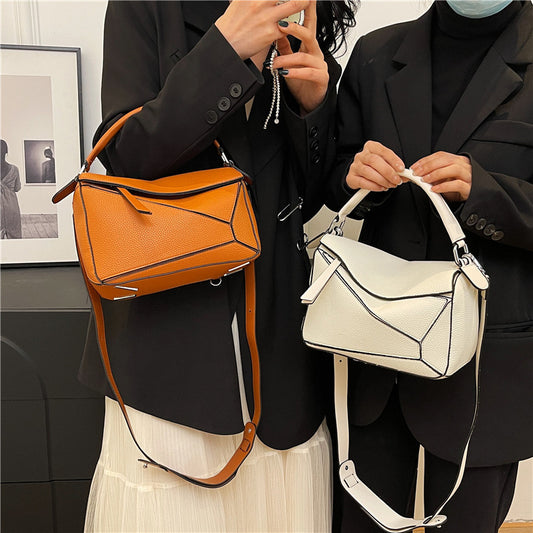 French Geometric Large Capacity Xi Portable Shoulder Bags