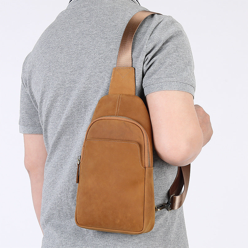 Men's Crazy Horse Leather Vintage Top Layer Men's Chest Bags