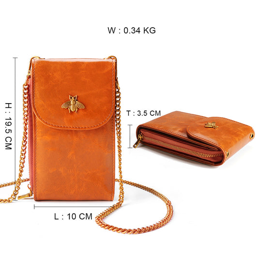 Women's Leather Chain Fashion First Layer Portable Phone Bags