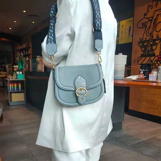 Women's Saddle Korean Color Contrast Patchwork Personality Crossbody Bags
