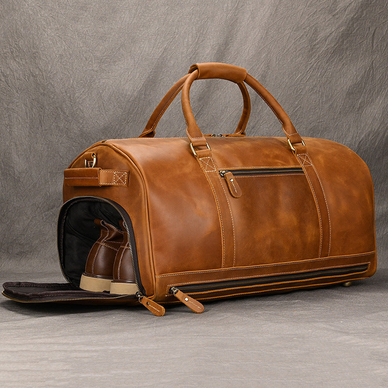 Men's Horse Leather Traveling Large Capacity Leisure Cowhide Portable Travel Bags