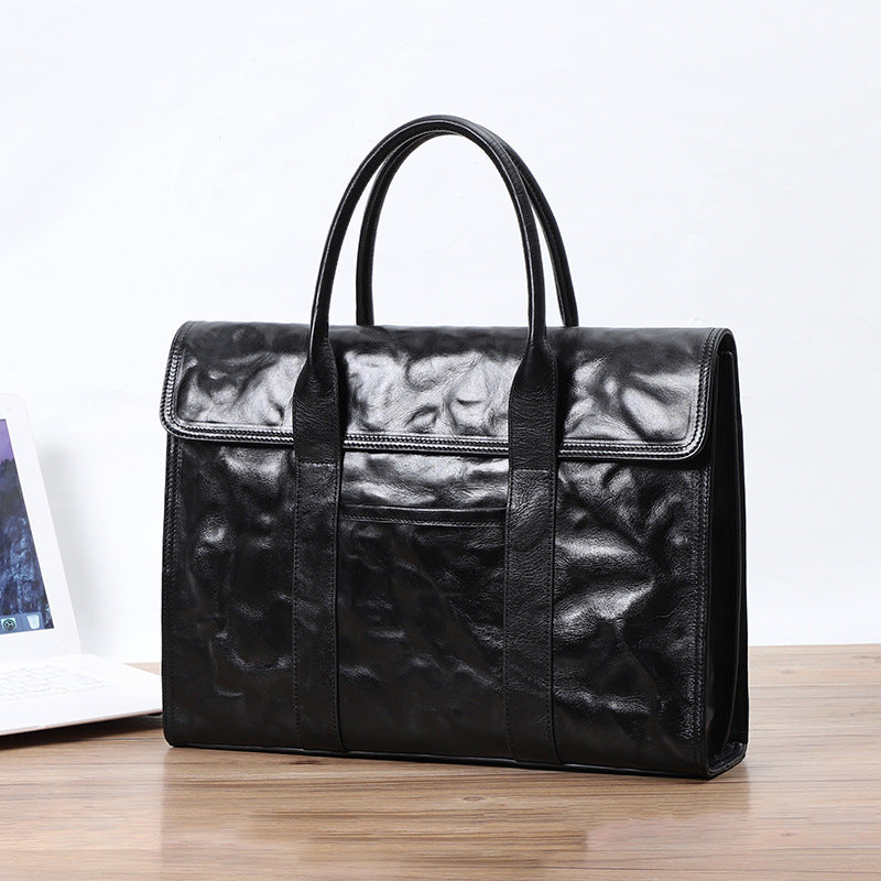 Men's Live Broadcast First Layer Cowhide Hand Men's Briefcases