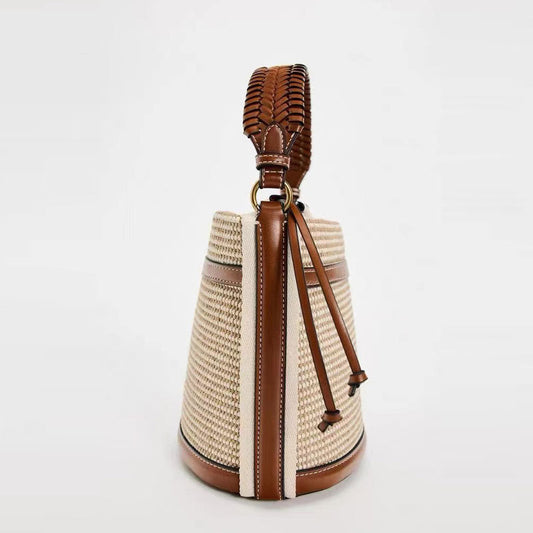 Women's Spanish Autumn Fashion Portable Woven Bucket Bags