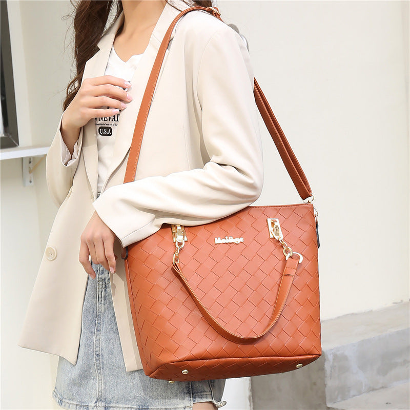 Women's Retro Match Sets Mother Woven Portable Shoulder Bags