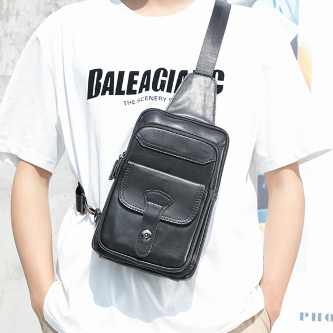 Men's Cowhide First Layer Retro Oil Wax Men's Messenger Bags