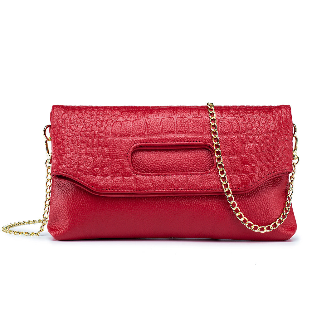 Women's Folding Envelope Clutch Leather Versatile Cowhide Shoulder Bags