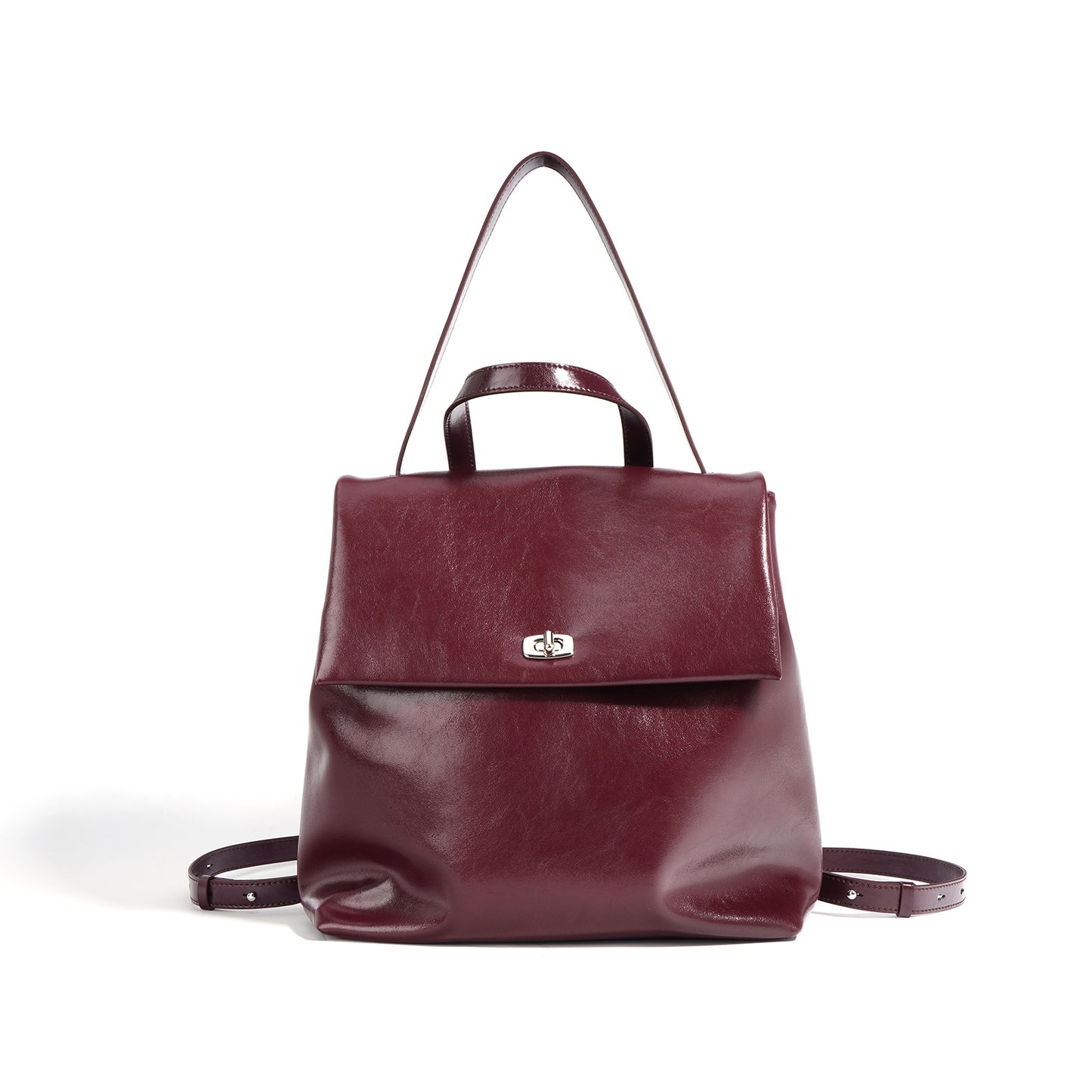 Women's Textured Cowhide Female Solid Color College Backpacks