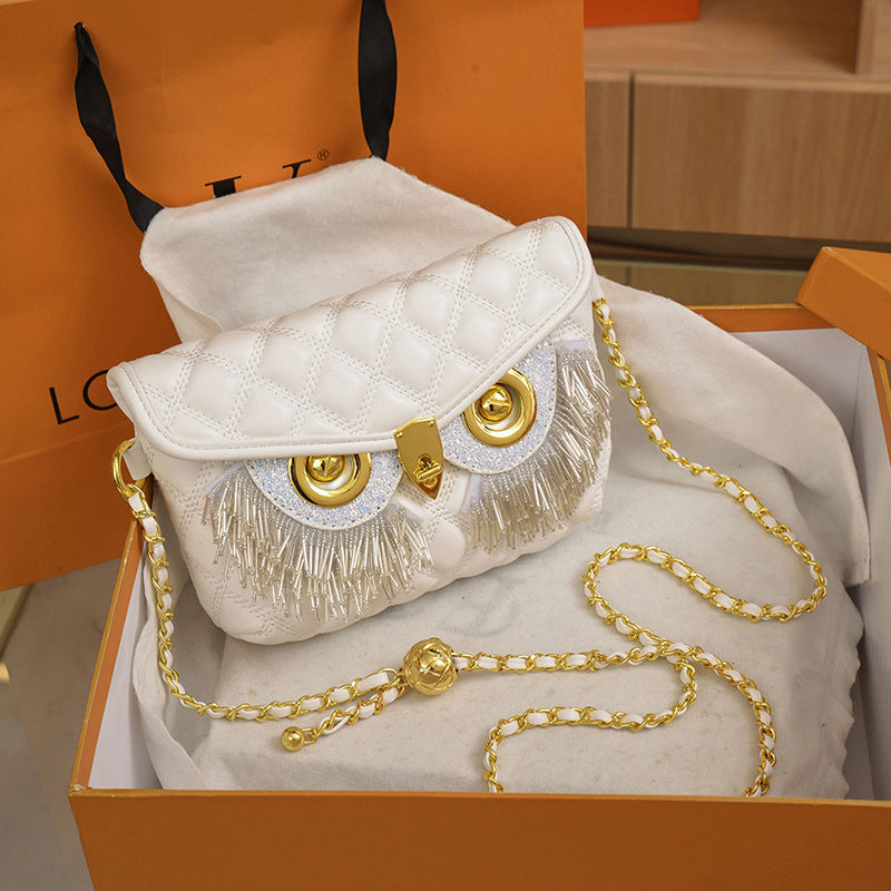 Fashion Women's Tassel Owl Mask Design Shoulder Bags