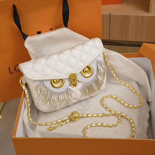 Fashion Women's Tassel Owl Mask Design Shoulder Bags