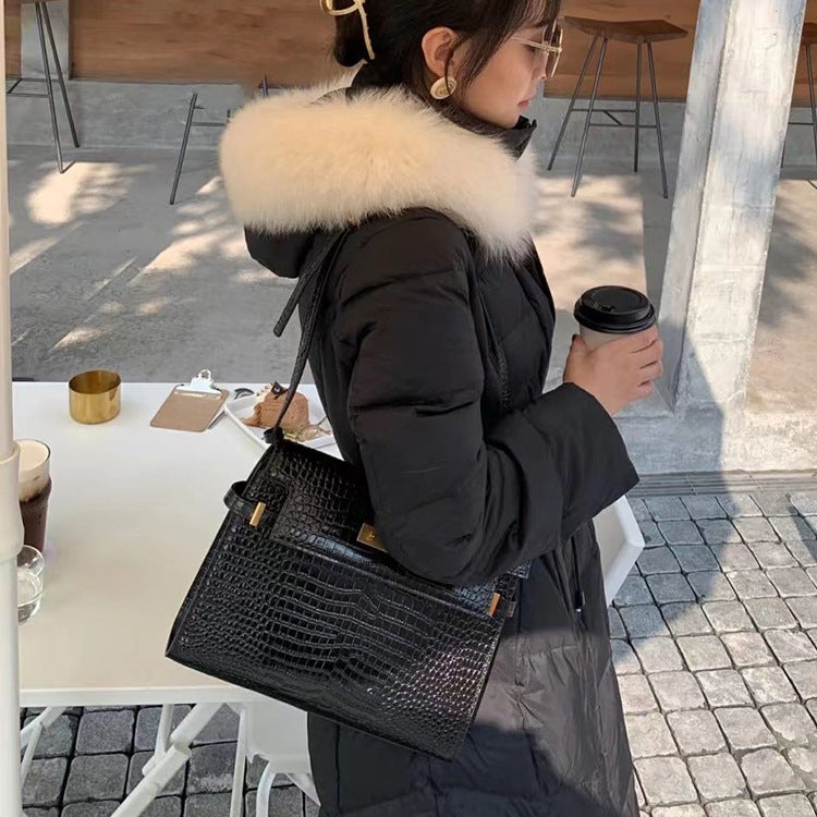Women's Genuine Leather Manhattan Fashion Baguette Kelly Shoulder Bags