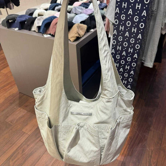 Niche Pleated Double Pocket Korean Style Tote Bags