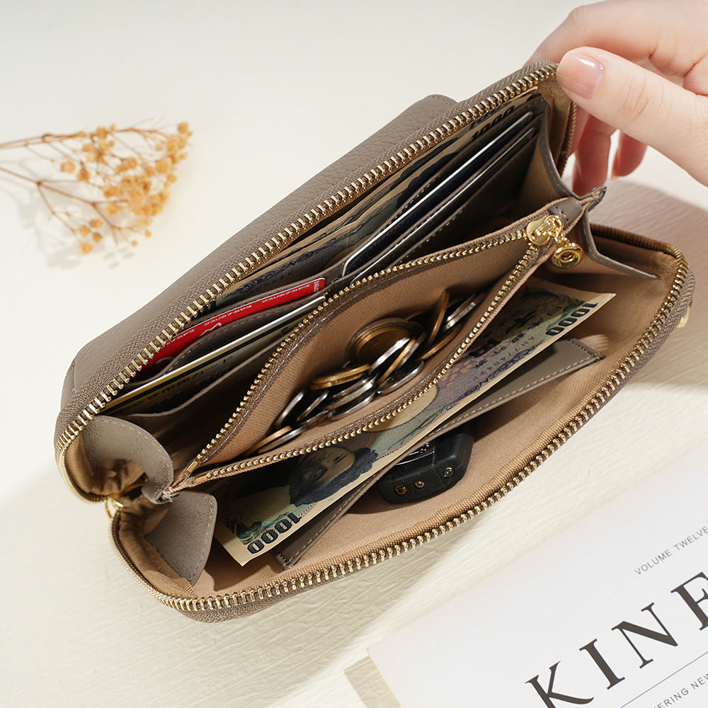 Women's Genuine Leather Fashion Mobile Mini Clutch Phone Bags