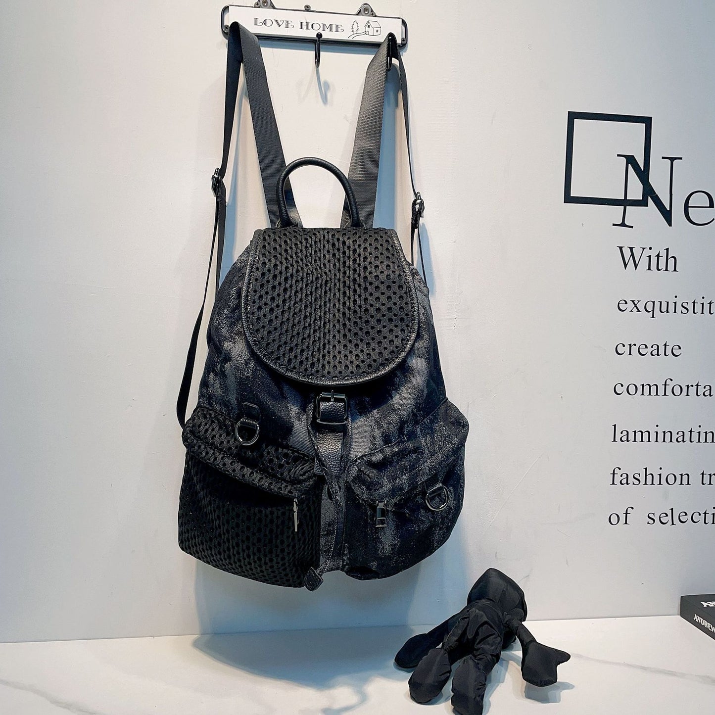 Nylon Cloth Simple Drawstring Flip Practical Backpacks