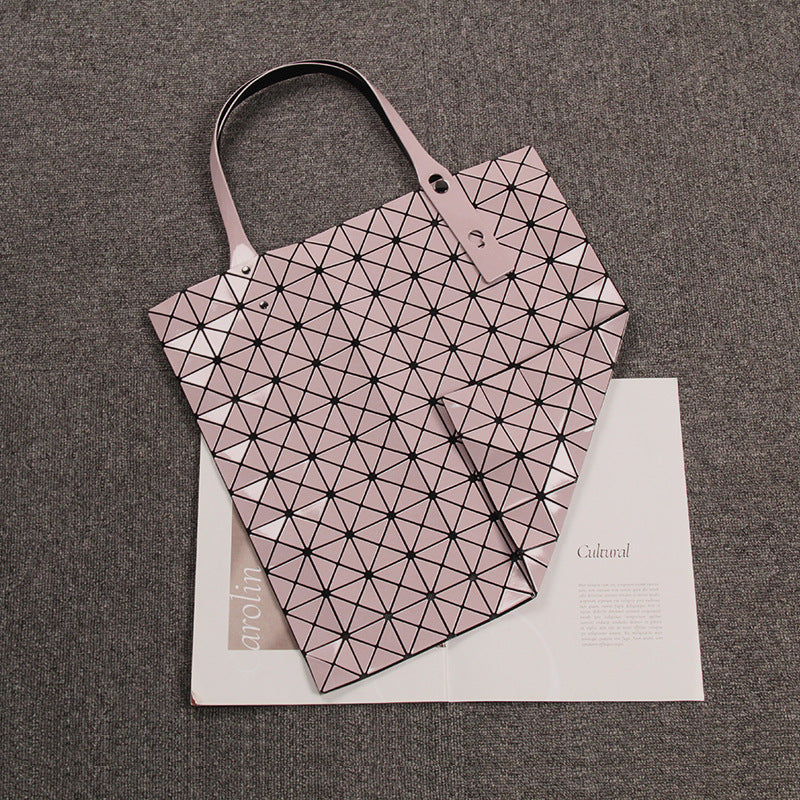 Laser Stitching Geometric Diamond Pattern Grid Portable Large Shoulder Bags