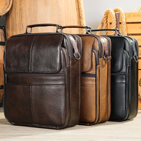 Men's Genuine Leather Business High-grade Cowhide Large Men's Shoulder Bags
