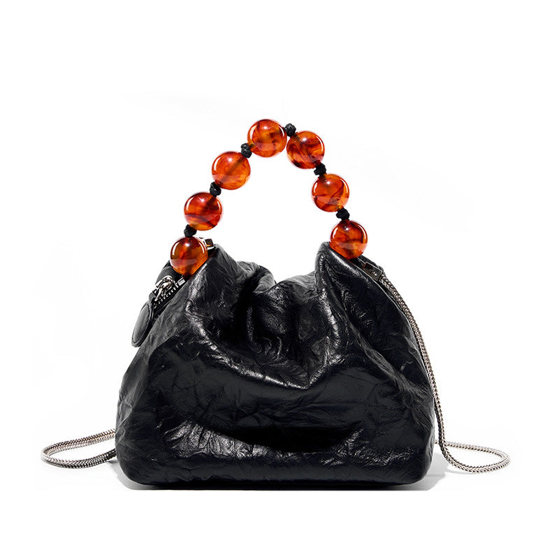 Women's Layer Leather Beaded Chinese Style Beads Special Hand Crossbody Bags