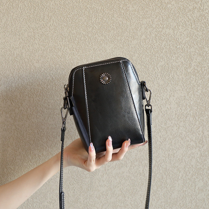 Women's Selected Oil Wax Cowhide Fashion Genuine Crossbody Bags