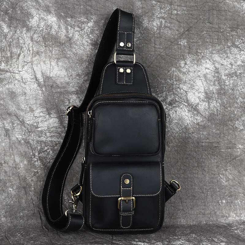 Men's Crazy Horse Leather Genuine Retro First Men's Chest Bags