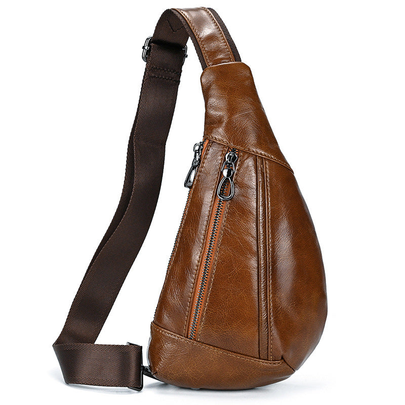 Men's Creative Fashion Leather First Layer Cowhide Men's Chest Bags